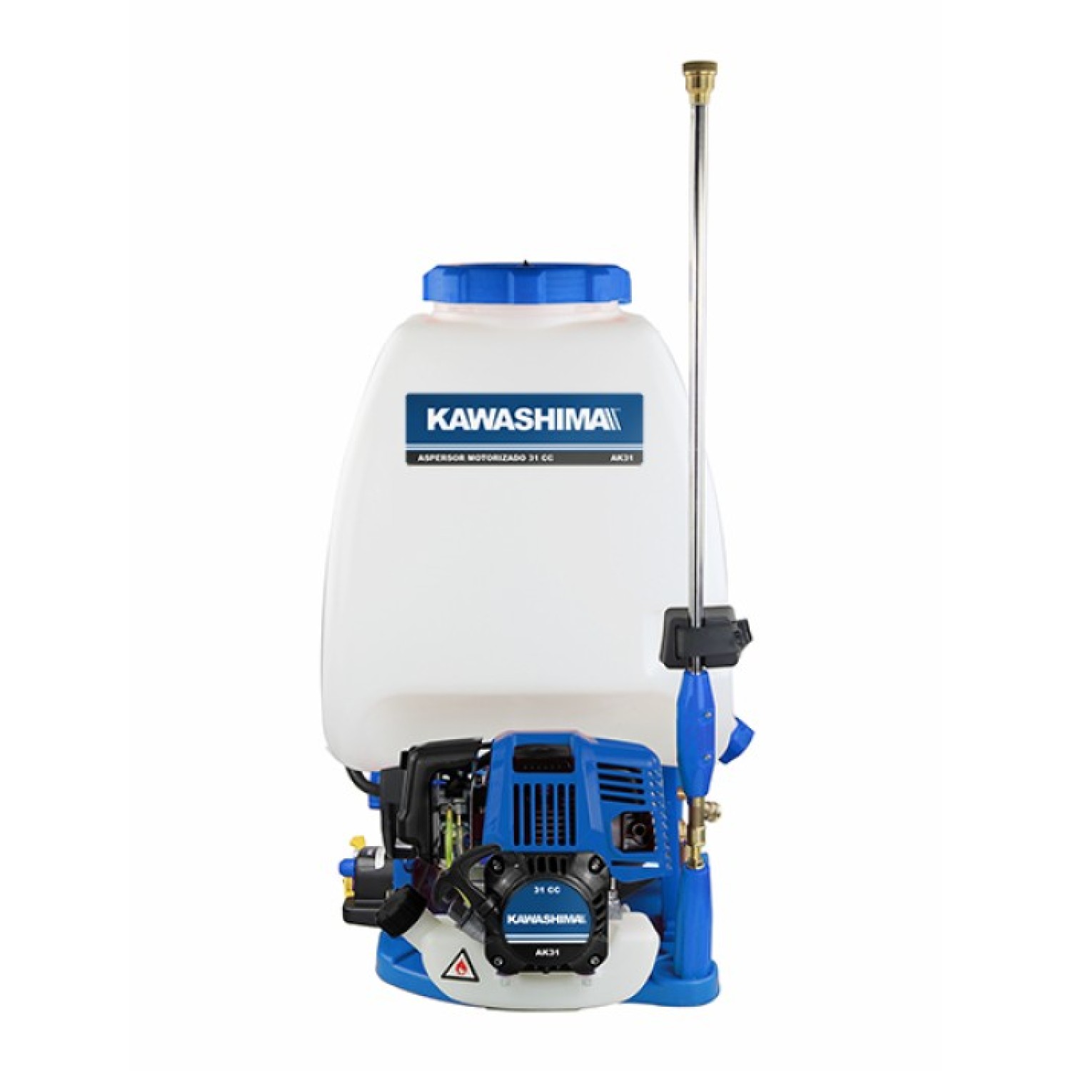 Kawashima AK31 Aspersora con motor 4 tiempos 31cc tanque de 25 litros doble lanza
