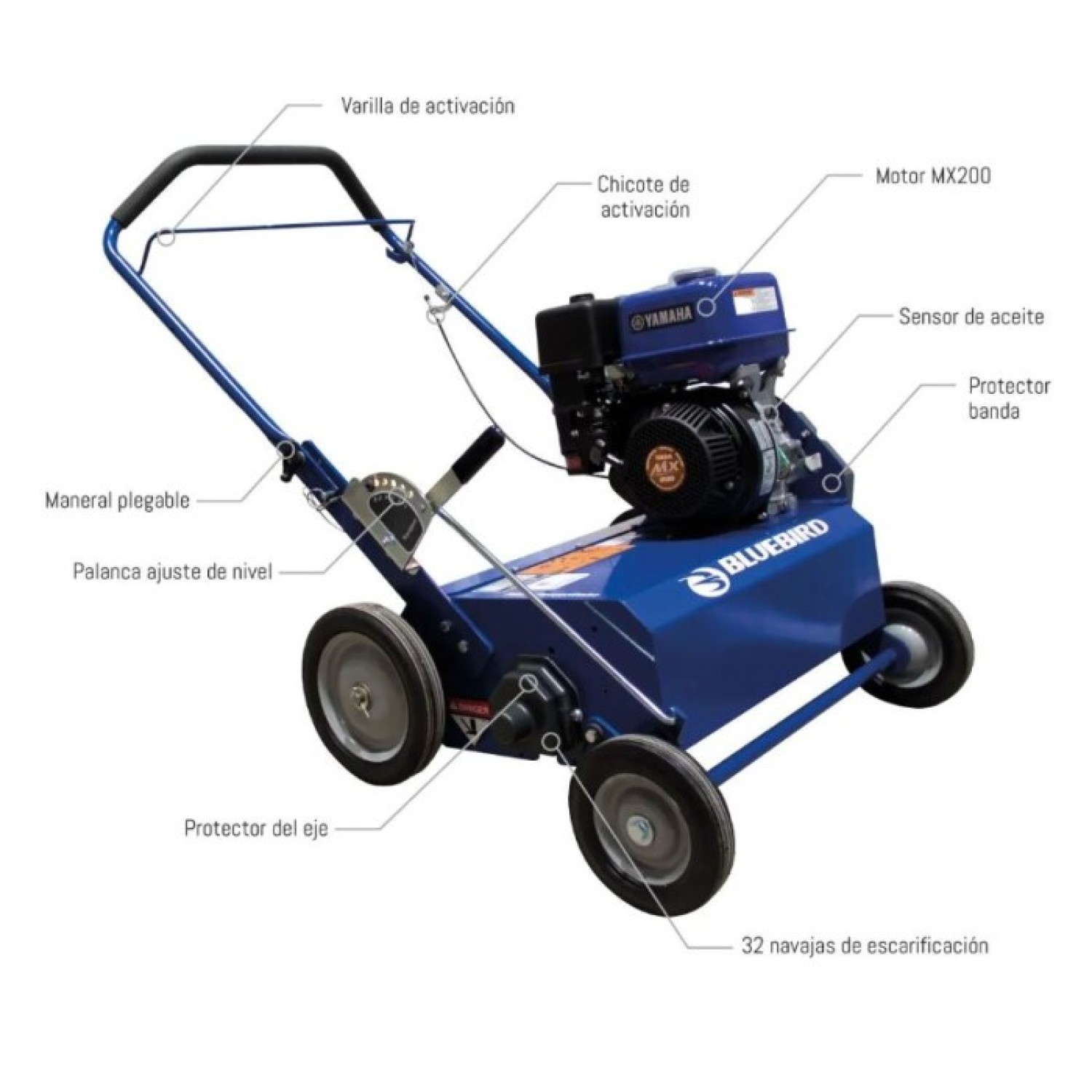 Bluebird PR22NEFA Escarificadora con motor Yamaha MX200 ancho de escarificación 22"