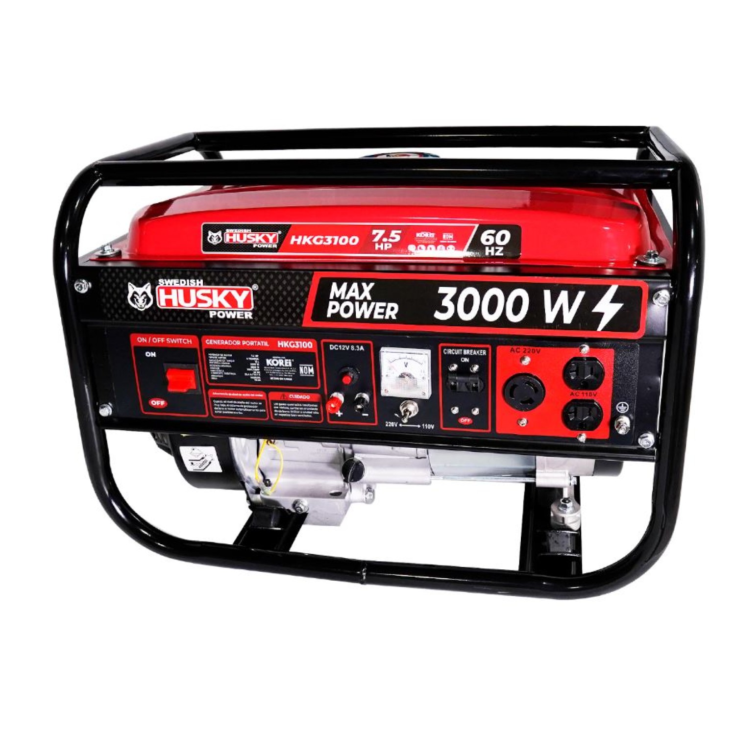 Husky HKG3100 Generador  a gasolina 4 tiempos bifásico 110/ 220 V. 7.5Hp 3000W