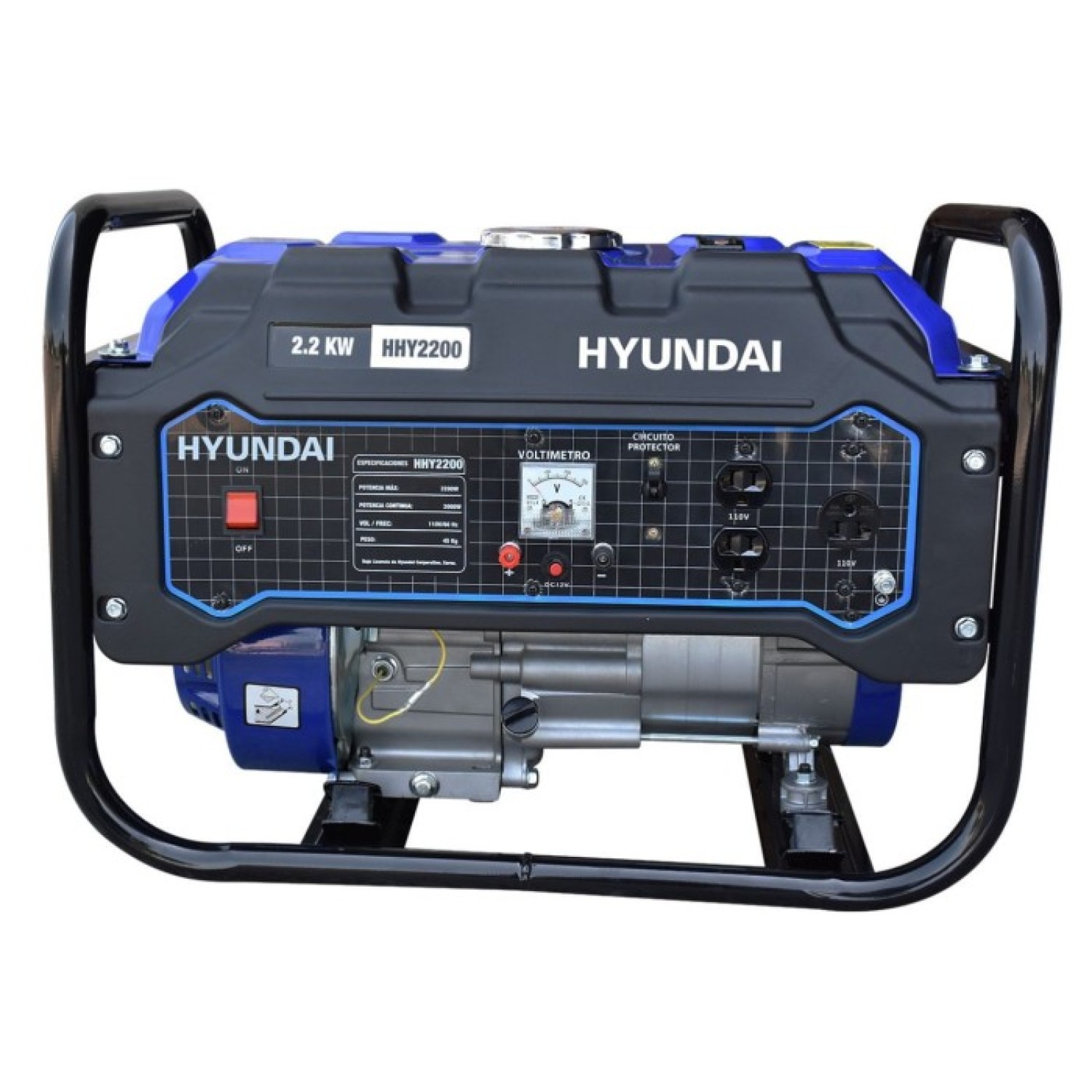 Hyundai HHY2200 Generador monofásico con motor a gasolina 4 tiempos 6.5Hp 110 Volts 2000 watts
