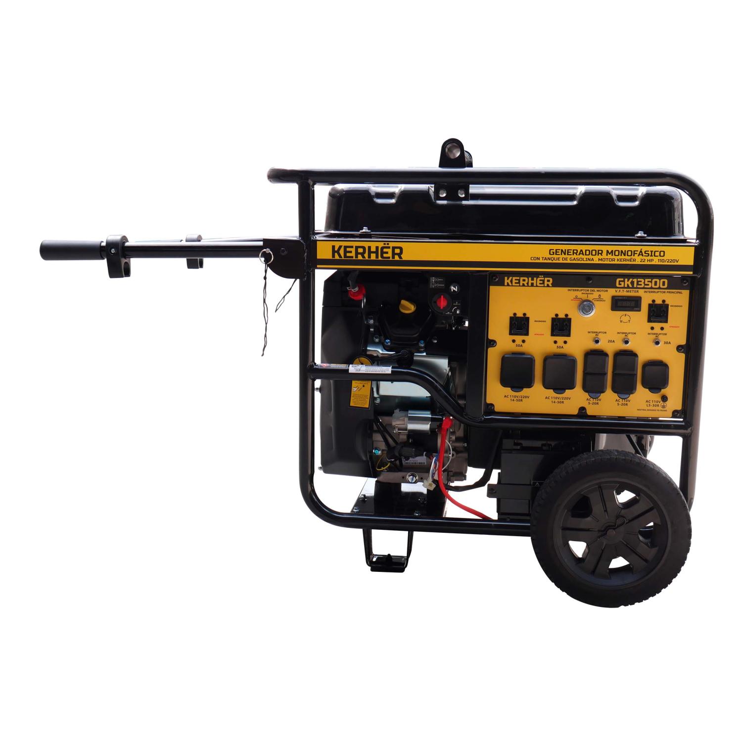 Kerher GK13500 Generador con motor a gasolina 18 Hp.  12500 Watts Monofásico 110/220 V.
