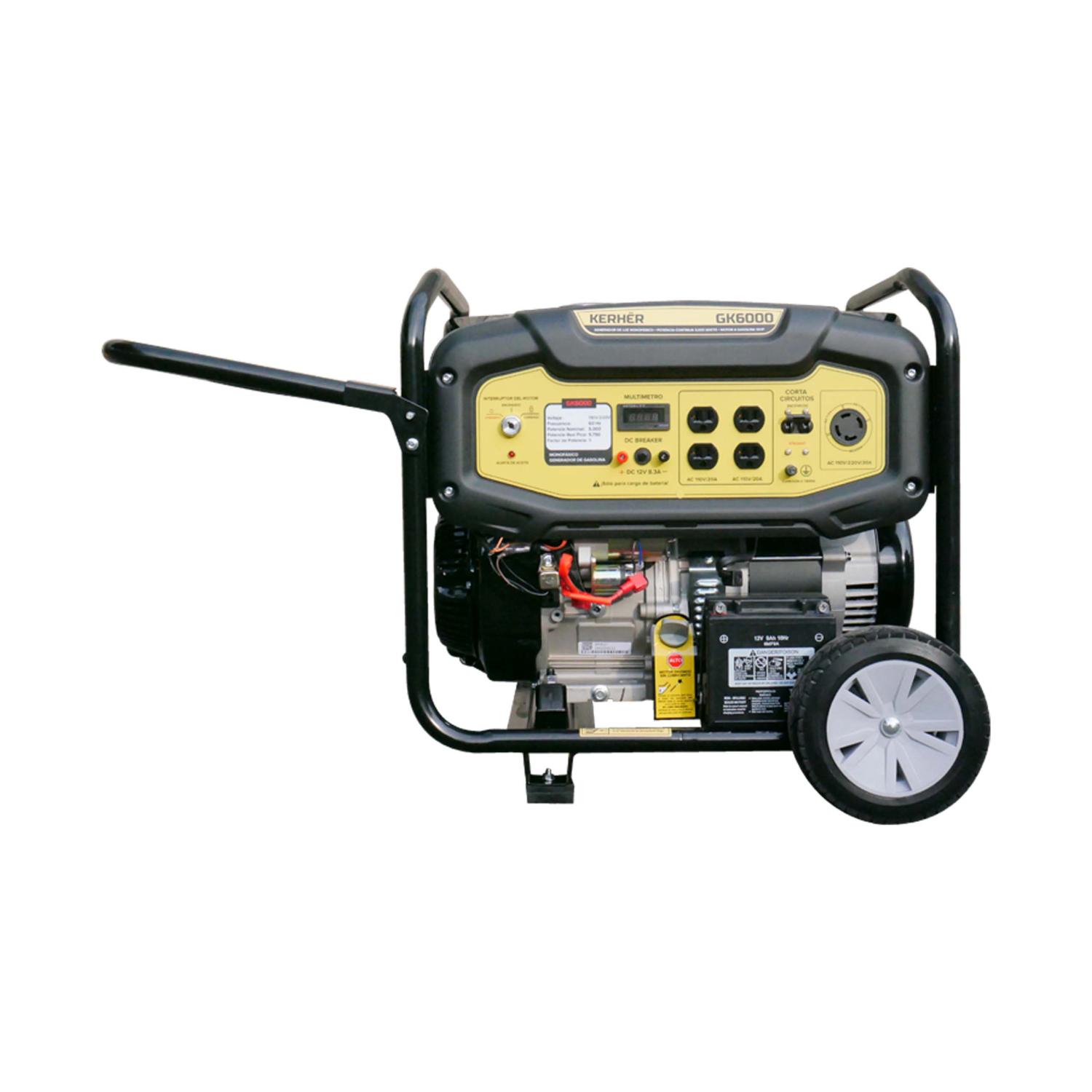 Kerher GK6000 Generador con motor a gasolina  10Hp.  5750 Watts Monofásico 110/220 V