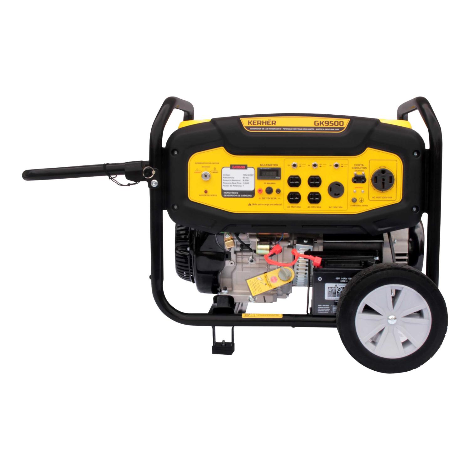 Kerher GK9500 Generador con motor a gasolina 15 Hp.  8500 Watts Monofásico 110/220 V.