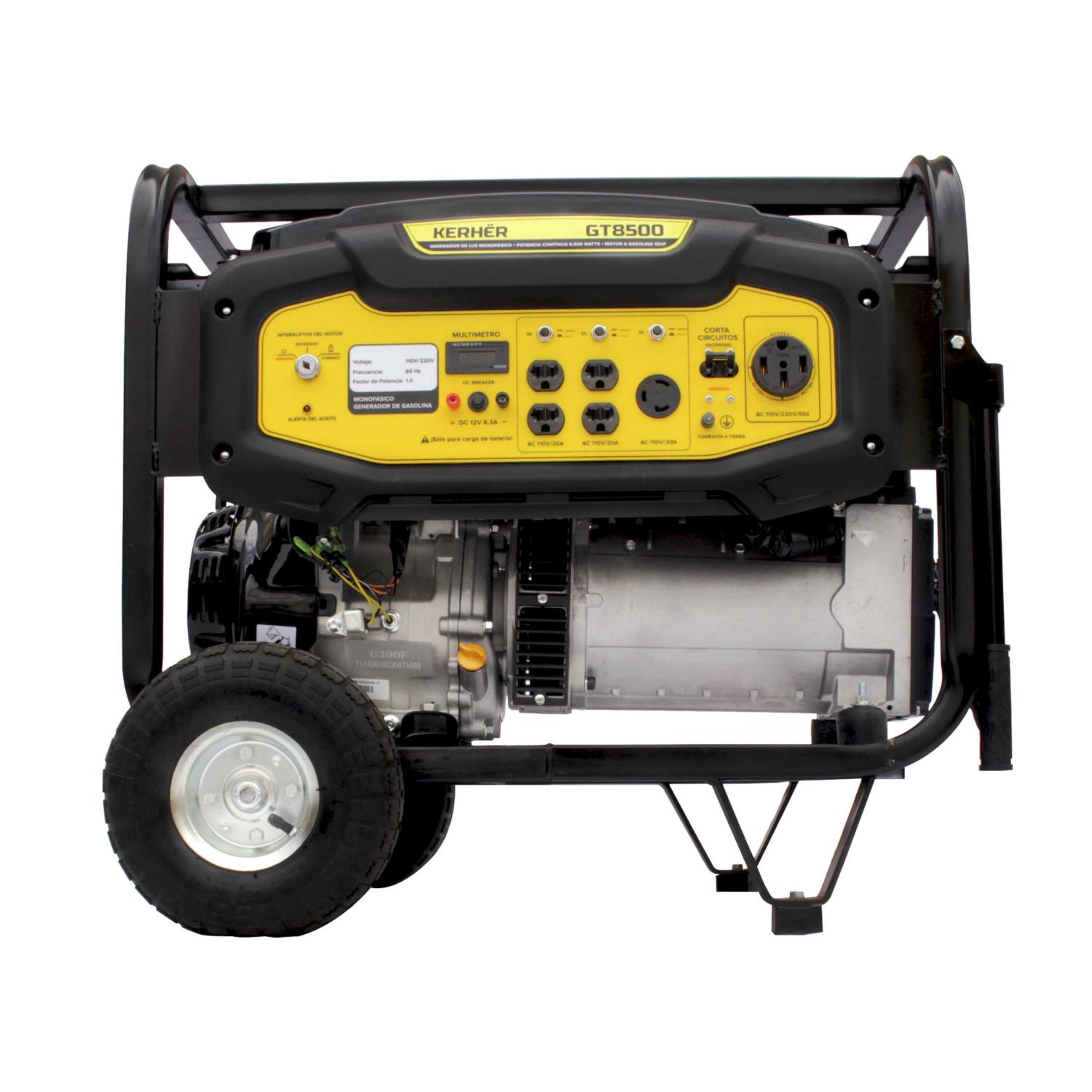 Kerher GT8500UK15EL Generador con motor a gasolina 15 Hp.  9000 Watts Monofásico 110/220 V. con arranque eléctrico