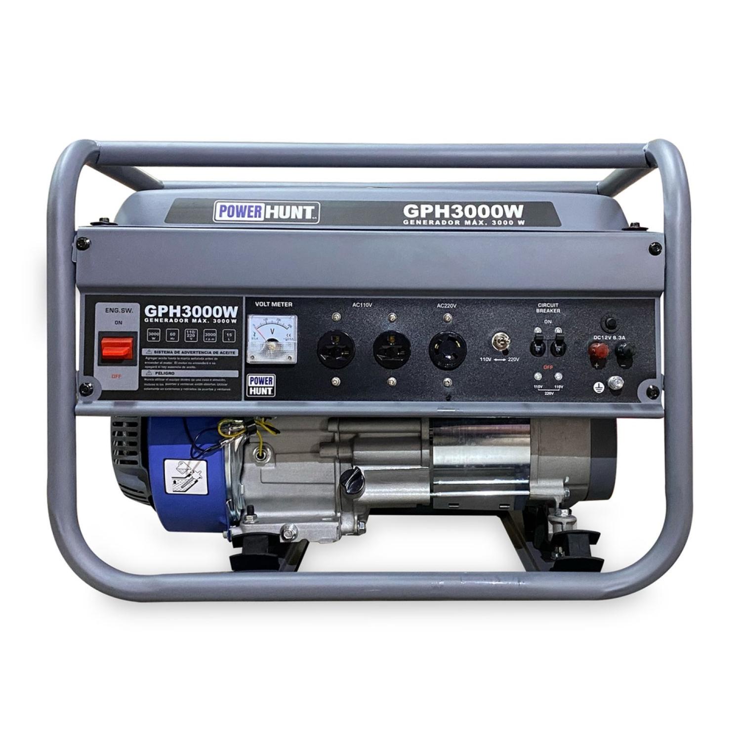 Power Hunt GPH3000W Generador monofásico con motor a gasolina 6.5 Hp 3,000 watts 110/220V.