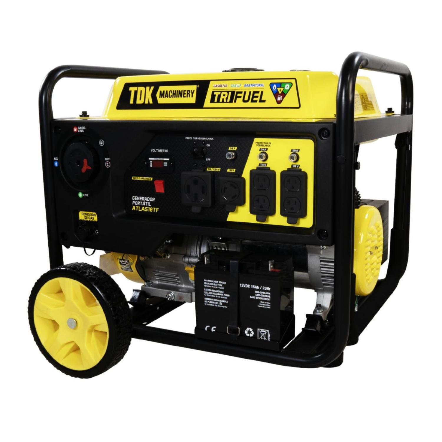 TDK ATLAS10TF Generador 3 en 1 Gas lp, Gas natural y gasolina 10,000 watts  monofásico