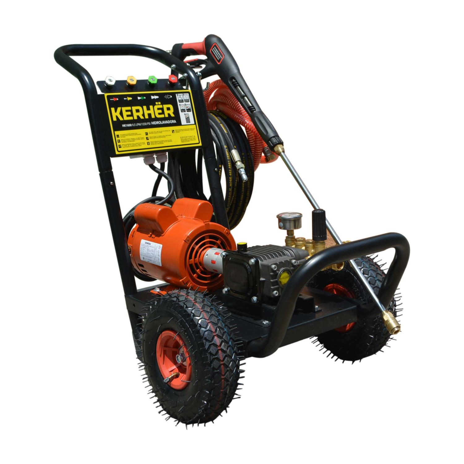Kerher HK1600S2M Hidrolavadora eléctrica 1550 Psi con motor Creek 2 Hp 110/220 Volts.